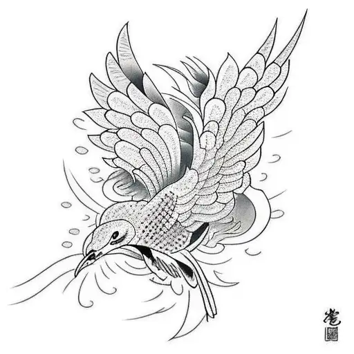dove raven tattoo design idea
