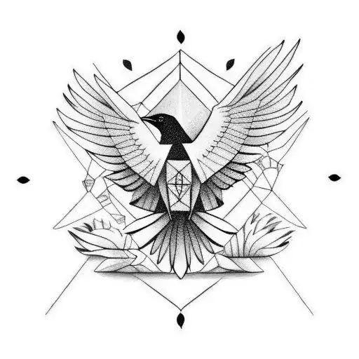 raven half dove tattoo design idea