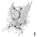 dove raven tattoo design idea