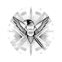 raven half dove tattoo design idea