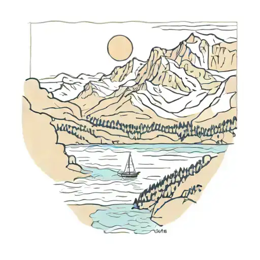 Meer, Sonne, Berge tattoo design idea