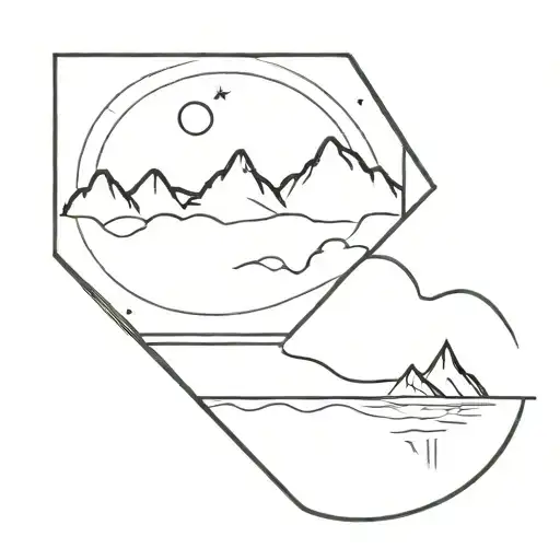 Meer, Sonne, Berge tattoo design idea