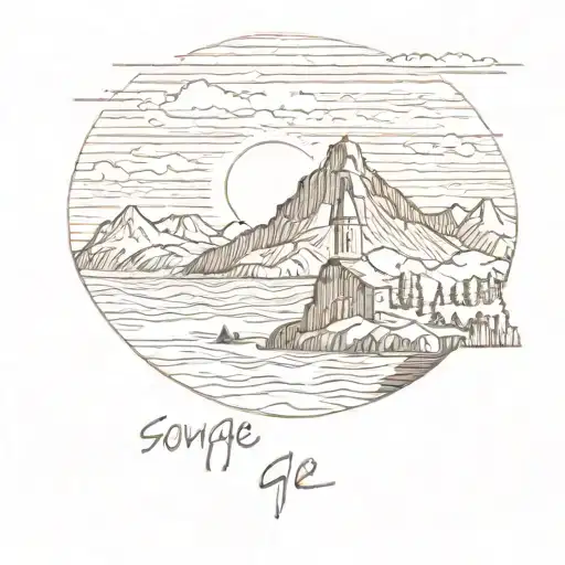 Meer, Sonne, Berge tattoo design idea