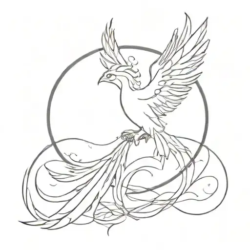 fine line phoenix tattoo design idea
