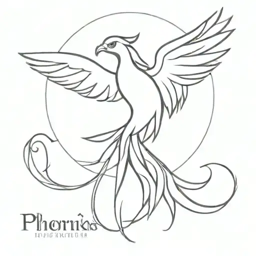 fine line phoenix tattoo design idea