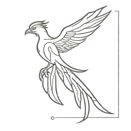 fine line phoenix tattoo design idea