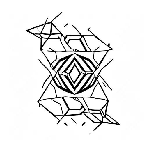 A geometric shark with DNA strands swirling around it tattoo design idea