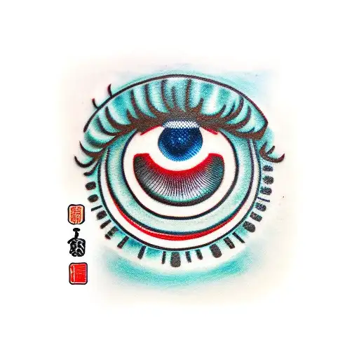 Eye with traditional japanese desgin tattoo design idea