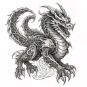 mechanical dragon warrior tattoo design idea