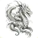 mechanical dragon warrior tattoo design idea