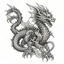 mechanical dragon warrior tattoo design idea