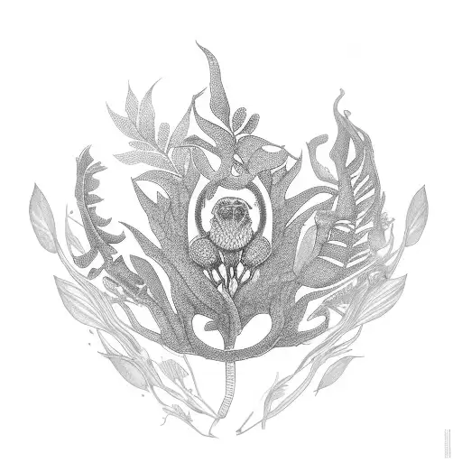 A game controller made of plant branches tattoo design idea