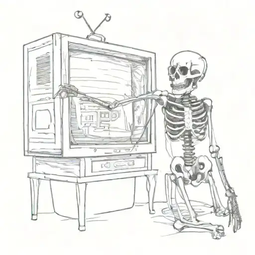 skeleton with a TV head tattoo design idea