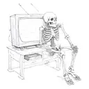 skeleton with a TV head tattoo design idea