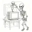 skeleton with a TV head tattoo design idea
