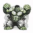 The hulk with my kids initials intertwined tattoo design idea