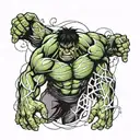 The hulk with my kids initials intertwined tattoo design idea