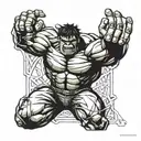 The hulk with my kids initials intertwined tattoo design idea