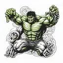 The hulk with my kids initials intertwined tattoo design idea