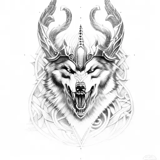 odin Fenrir  tattoo design idea