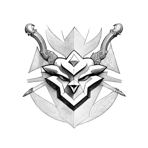 a graph, half of it is the hylian crest and the other half the outline of the crest tattoo design idea