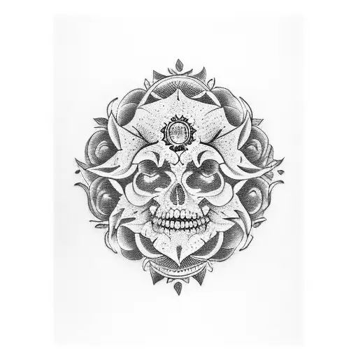 buda sentado sobre dos flores de loto y un arbol de la vida de fondo tattoo design idea