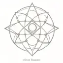 atom logo mixed with the eye of horus tattoo design idea