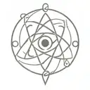 atom logo mixed with the eye of horus tattoo design idea