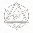 atom logo mixed with the eye of horus tattoo design idea