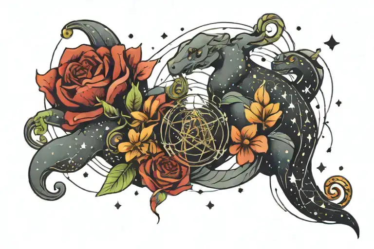 belier signe astro constellation intertwined tattoo design idea