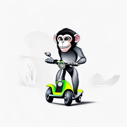 Monkey on scooter, programmer tattoo design idea