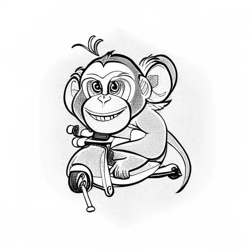 Monkey on scooter, programmer tattoo design idea