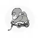 Monkey on scooter, programmer tattoo design idea