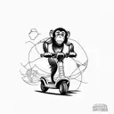 Monkey on scooter, programmer tattoo design idea