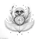 A coffee bean morphing into a feather, with birds soaring out from the tip of the feather tattoo design idea