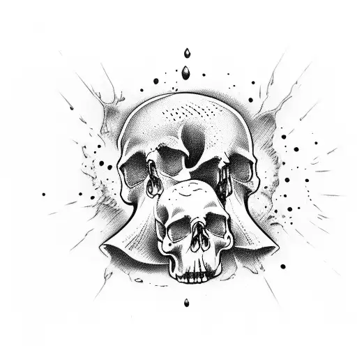 crying and melting skull tattoo design idea