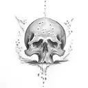 crying and melting skull tattoo design idea