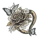 forarm tattoo with snake wrapped around arm and flowers and butterflies tattoo design idea