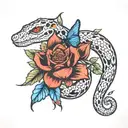 forarm tattoo with snake wrapped around arm and flowers and butterflies tattoo design idea
