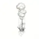 clouds and a boat sailing ship battling tattoo design idea