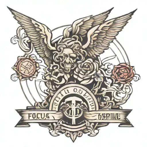 focus and discipline hard work tattoo design idea