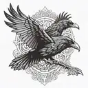 odins ravens flying down my deltoids tattoo design idea