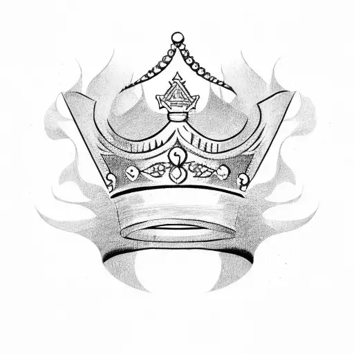 letter r with a crown tattoo design idea