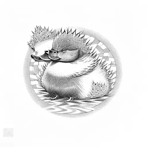  A duck and a hedgehog crossing a rainbow tattoo design idea