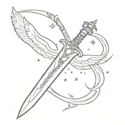 A dagger (truthteller) surrounded by the shadows of Azriel and the stars of Velaris With a quote on the side of the dagger tattoo design idea