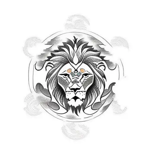 lion inside a phoenix flying in a circle tattoo design idea