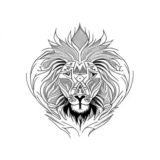 phoenix and a lion tattoo design idea