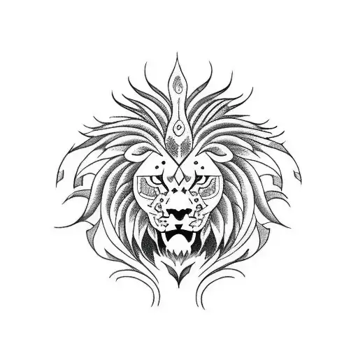 phoenix and a lion tattoo design idea