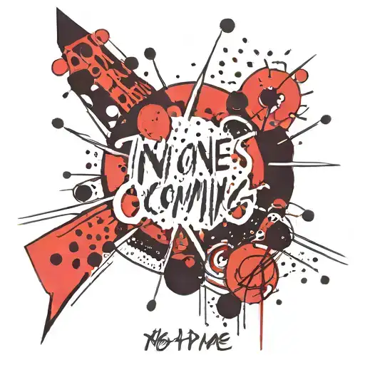 sketch of a minimalist thrash polka-dot tattoo with the words “no one's coming.” tattoo design idea