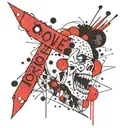 sketch of a minimalist thrash polka-dot tattoo with the words “no one's coming.” tattoo design idea